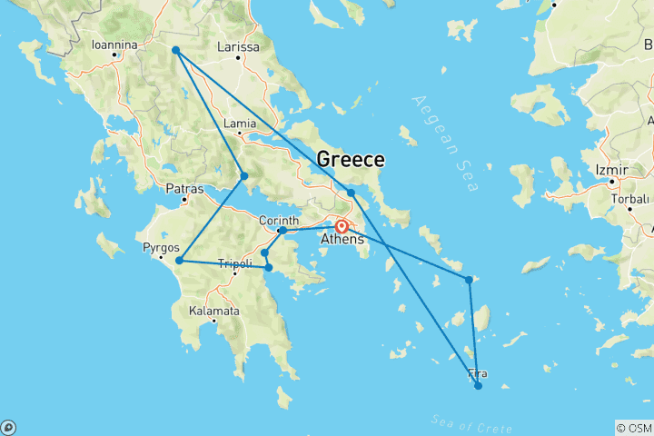 Carte du circuit Meilleure expérience de la Grèce et de ses îles - 12 jours