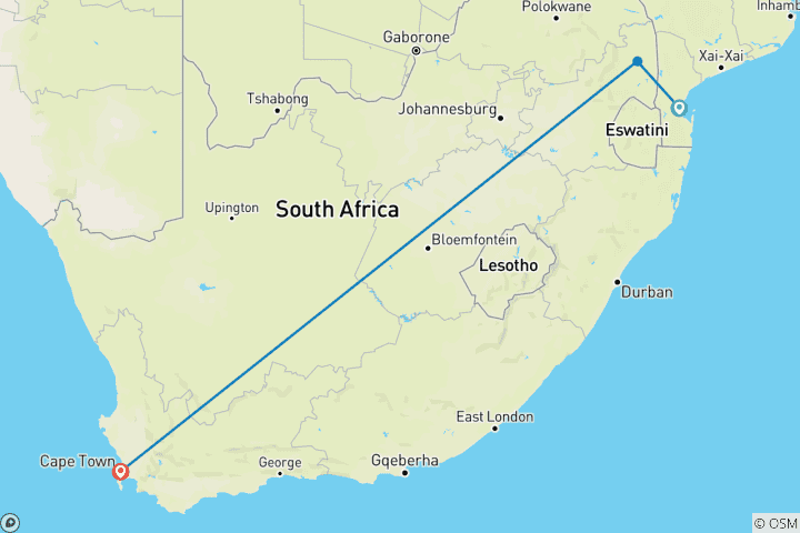 Carte du circuit Safari express dans la réserve de Sabi Sands 5 jours/ 4 nuits - Confort