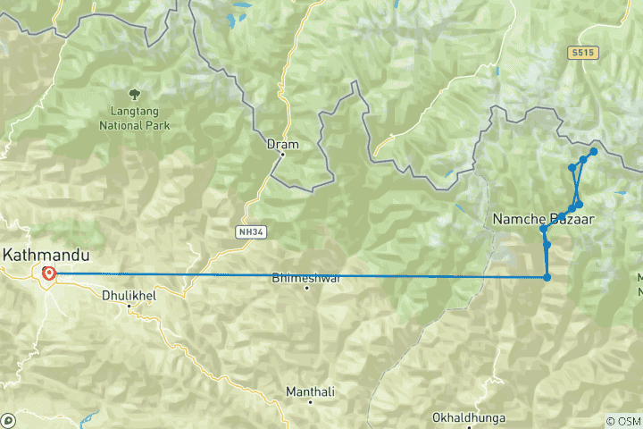 Map of Everest Base Camp Hiking