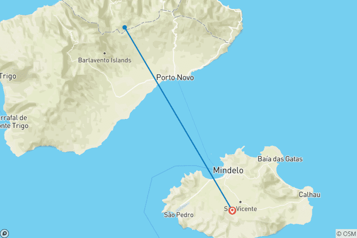 Kaart van Huwelijksreis in Santo Antao Kaapverdië - 5 dagen/4 nachten