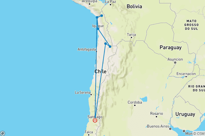 Map of Atacama & the North - 10 Days