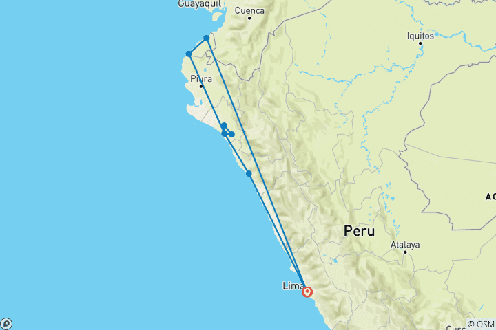 Map of Northern Peru Discovery - 14 days