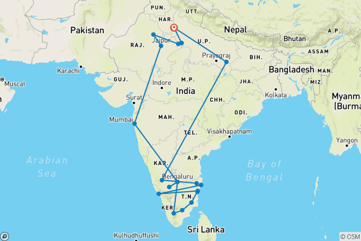 Map of All India Tour