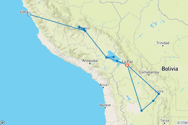 Map of Best of Peru & Bolivia - 15 days