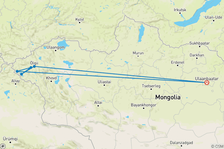 Map of Naadam Festival and Trekking in Mongolia 2023!