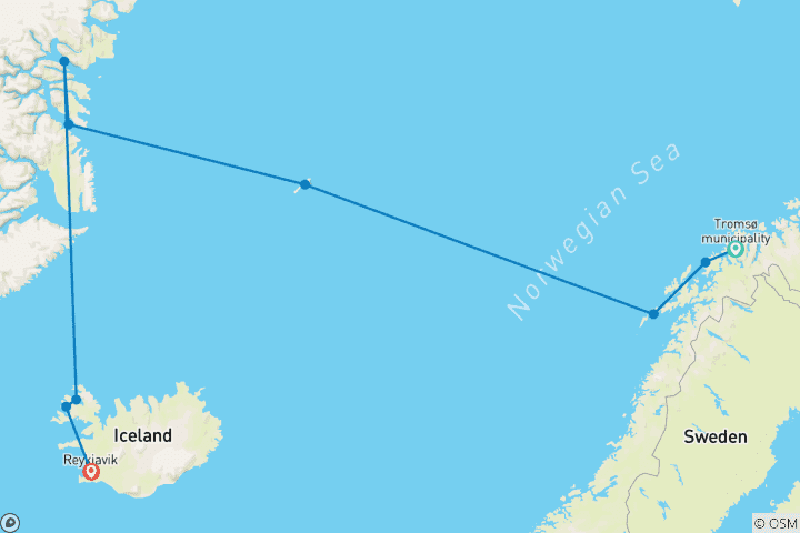 Carte du circuit Northern Lights Explorer - M/V Sylvia Earle