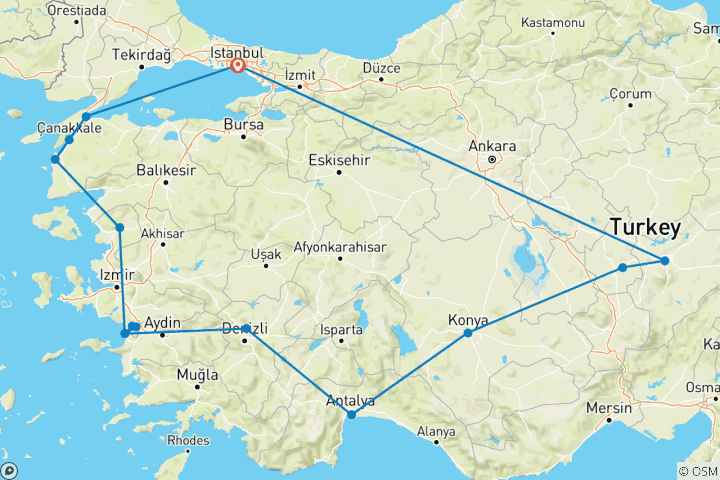 Kaart van Speciaal Turkije met Cappadocië