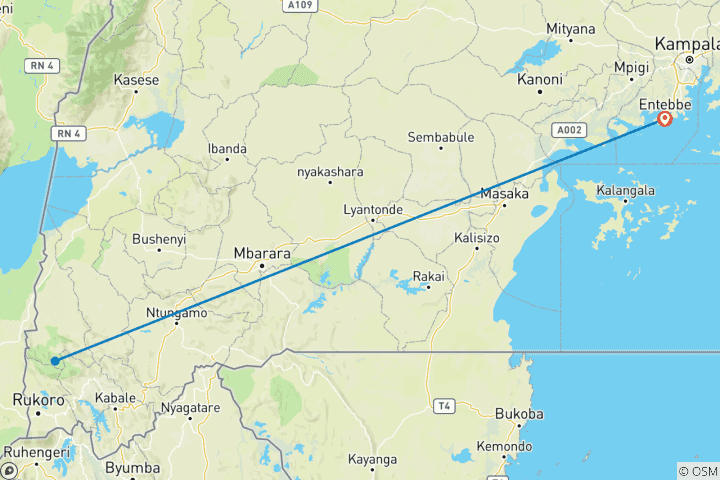 Map of 3 Days Lifetime Gorilla Tracking Safari in Uganda