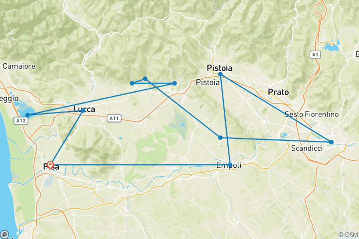 Kaart van Toscane – van Pisa naar Florence – de bakermat van de Renaissance – 8 dagen
