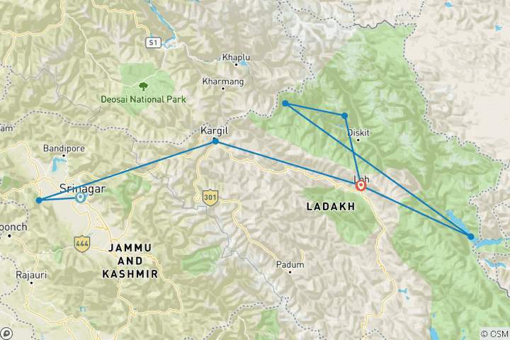 Map of The Best of Kashmir & Ladakh