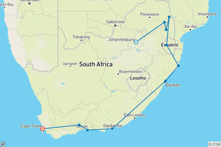 Carte du circuit Magnifique Afrique du Sud