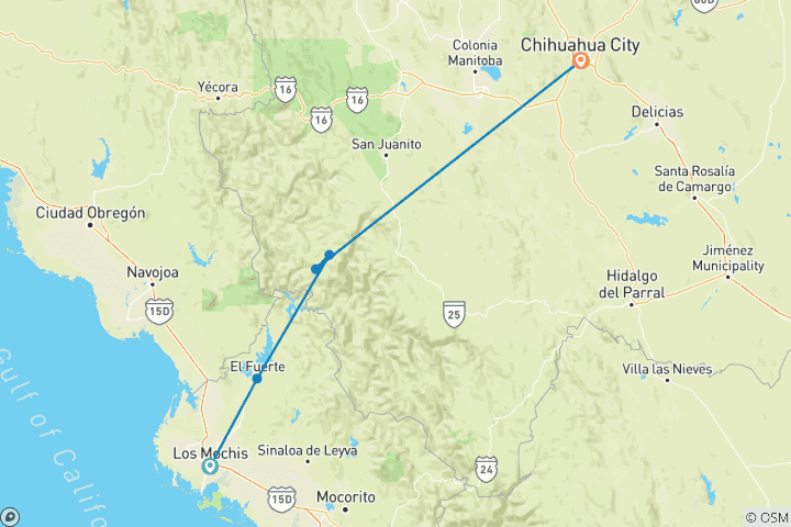 Mapa de Circuito #4 / 5 - Día Los Mochis /Cañón del Cobre / Ciudad de Chihuahua