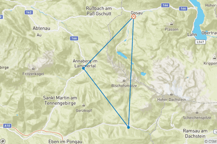 Mapa de Aventuras en las cabañas de la ruta circular de senderismo del Dachstein - Diversión para toda la familia (6 días)