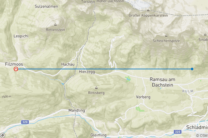 Map of BergSommerGenuss with hike on the Dachstein circular hiking trail (4 days)
