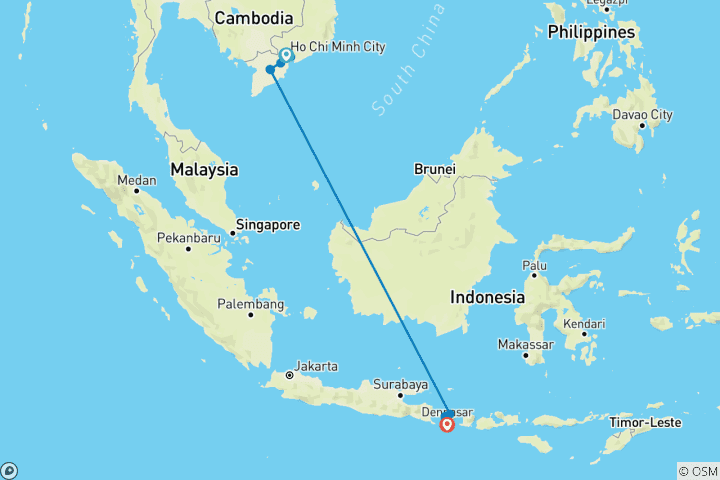 Carte du circuit Trésor du Vietnam et de Bali - 10 jours