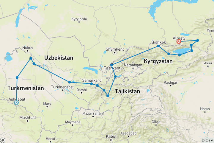 Carte du circuit L'Asie étonnante - le meilleur des cinq pays