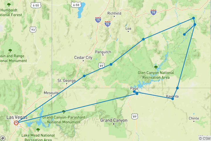 Carte du circuit Le meilleur de l'Ouest Américain et eclipse