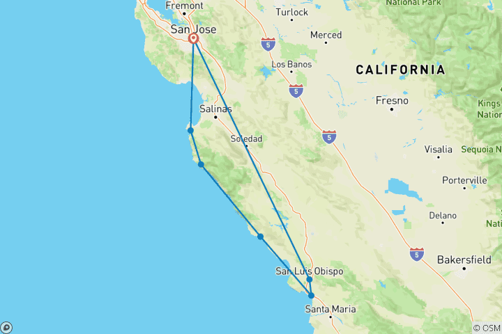 Carte du circuit Circuit à vélo sur la côte de Big Sur