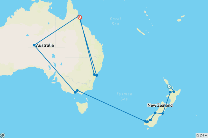 Mapa de Viajes: Lo más destacado de Australia y Nueva Zelanda National Geographic Journeys