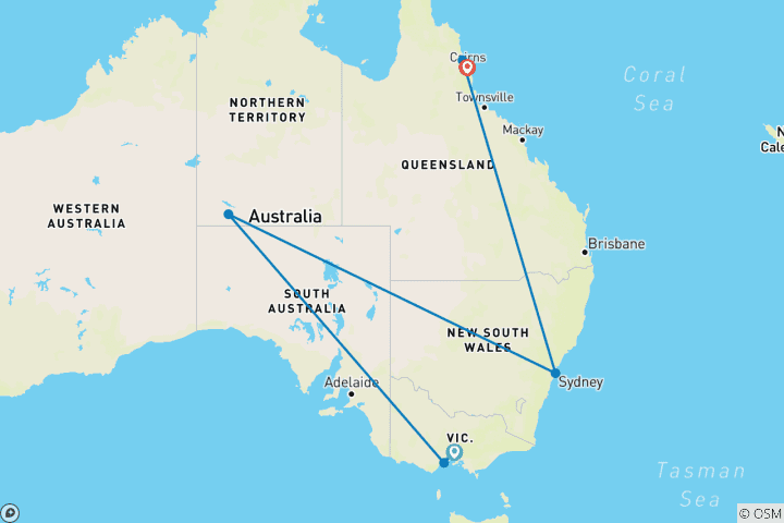 Carte du circuit Journeys : Découvrez l'Australie National Geographic Journeys