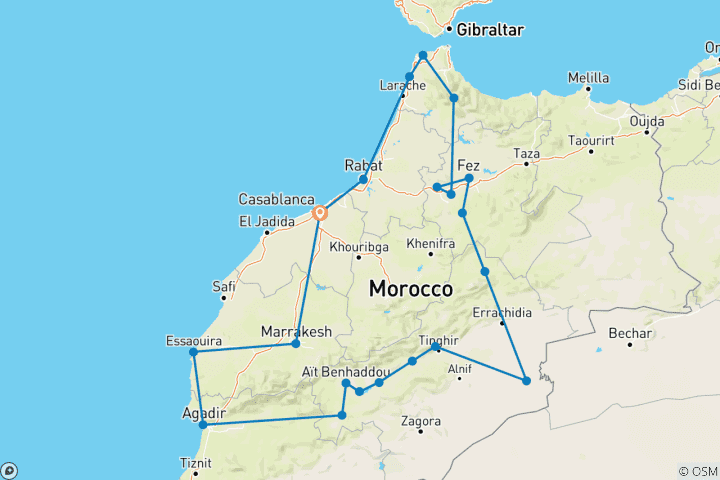 Kaart van 15-daagse ervaring in Marokko