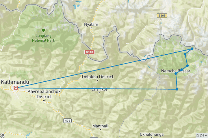 Map of Mountain Flight known as Everest Flight By Heli Copter