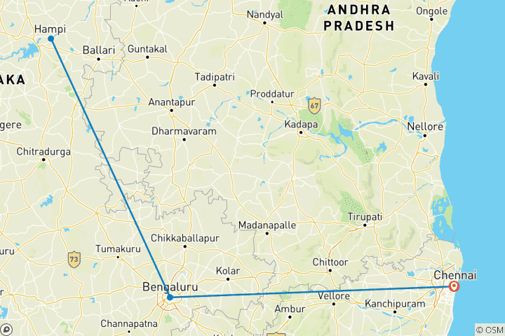 Mapa de Excursión en tierra: circuito guiado privado de lujo a Hampi - desde Kochi/Goa/Chennai, etc., con vuelos: monumentos y Ruinas fascinantes de un reino perdido