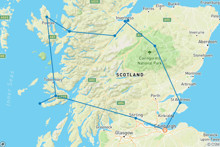 Carte du circuit Un voyage en Écosse