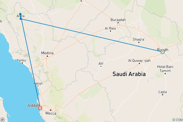 Mapa de Circuito privado personalizado por Arabia Saudita - salida diaria