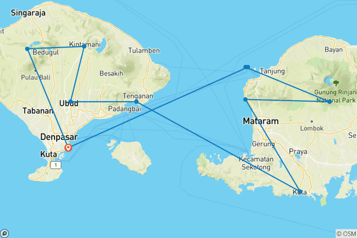 Map of Classic Bali & Lombok