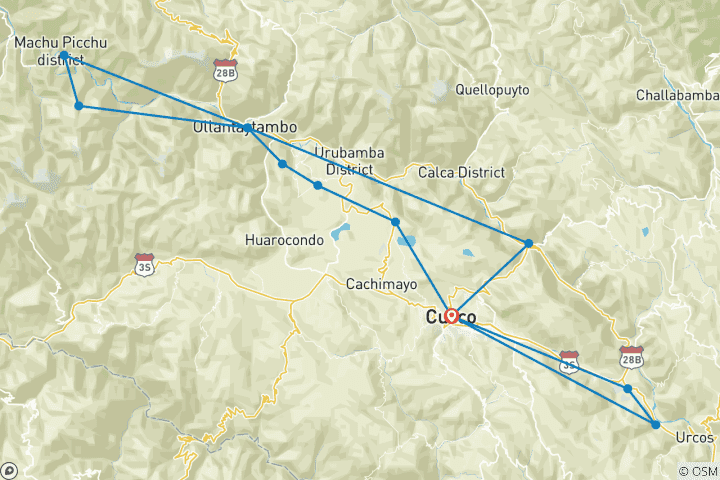 Map of Feast of the Sun God of the Incas Inti Raymi