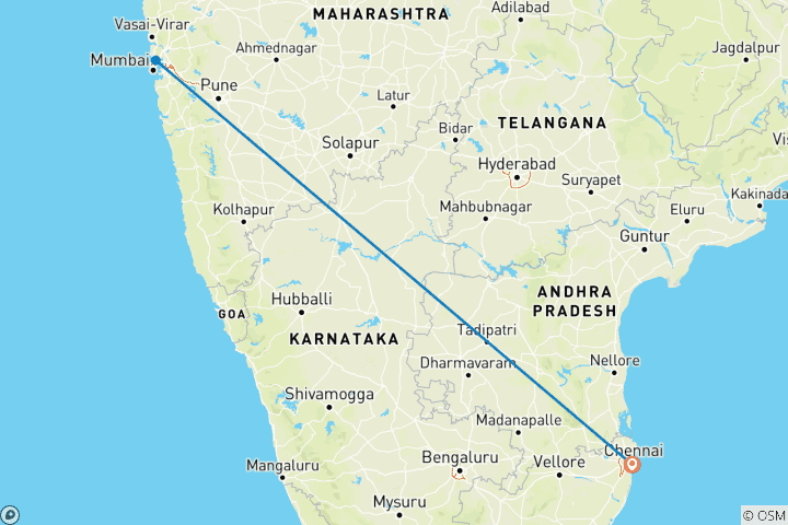 Mapa de Excursión en tierra: circuito guiado privado de lujo a Bombay - desde Kochi/Goa/Chennai, etc., con vuelos: cuevas, paseos por el patrimonio, mercados de flores y mucho más