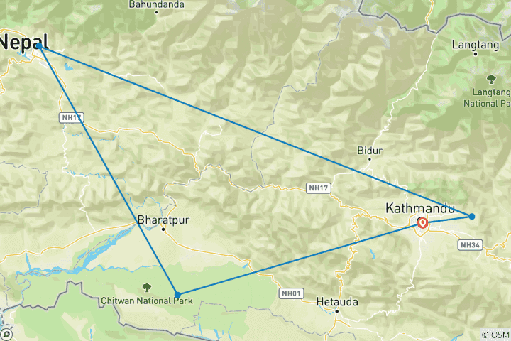 Mapa de Triángulo de oro de Nepal