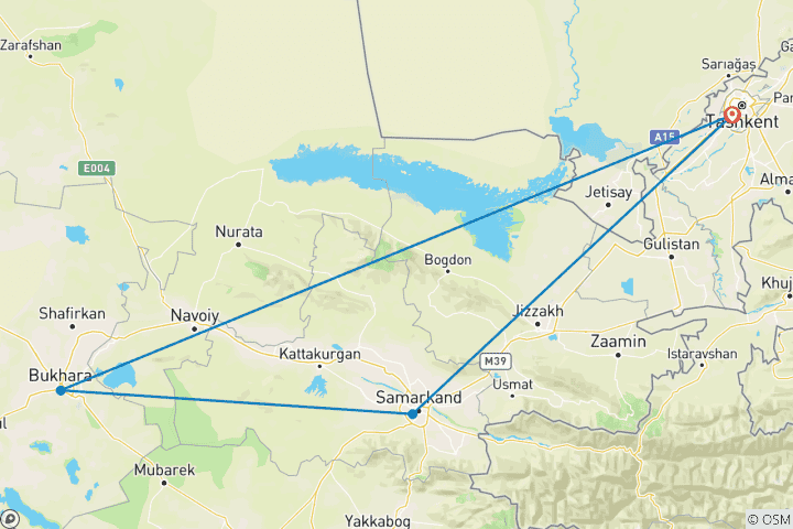 Carte du circuit Voyage privé sur mesure en Ouzbékistan pour les familles, départ quotidien