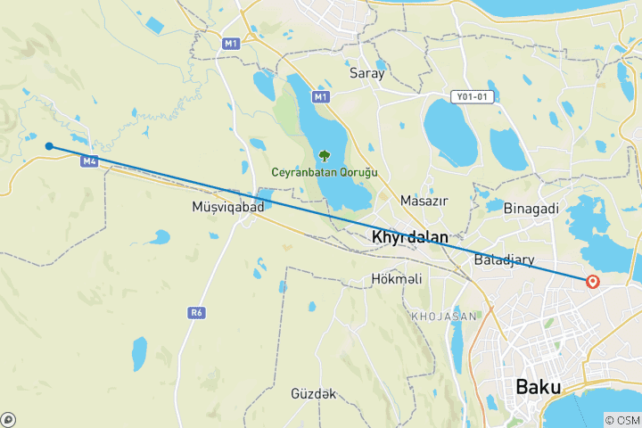 Carte du circuit Circuit sur mesure de 7 jours en Azerbaïdjan pour les familles, départ quotidien et voiture privée