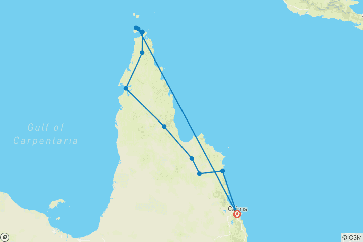 Map of Cape York and Tropical North by 4WD Cairns Return (2024)