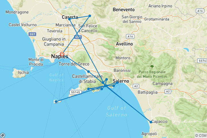 Carte du circuit L'Italie du Sud enchanteresse - 2023