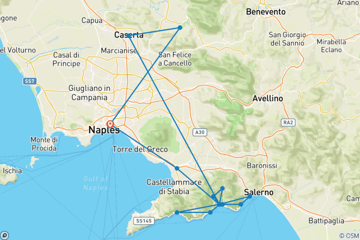 Mapa de El encanto del sur de Italia