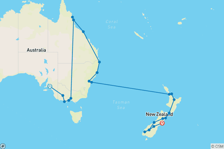 Karte von Das Beste von Down Under: Australien & Neuseeland