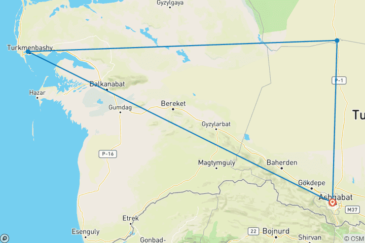 Carte du circuit Circuit sur mesure de 10 jours au Turkménistan, départ quotidien et guide privé