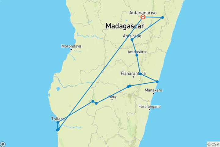 Carte du circuit Les points forts de Madagascar