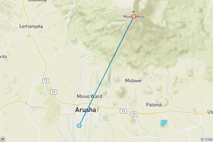 Mapa de 3 días de escalada al monte Meru