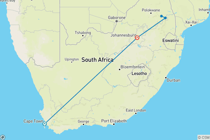 Map of Highlights of South Africa