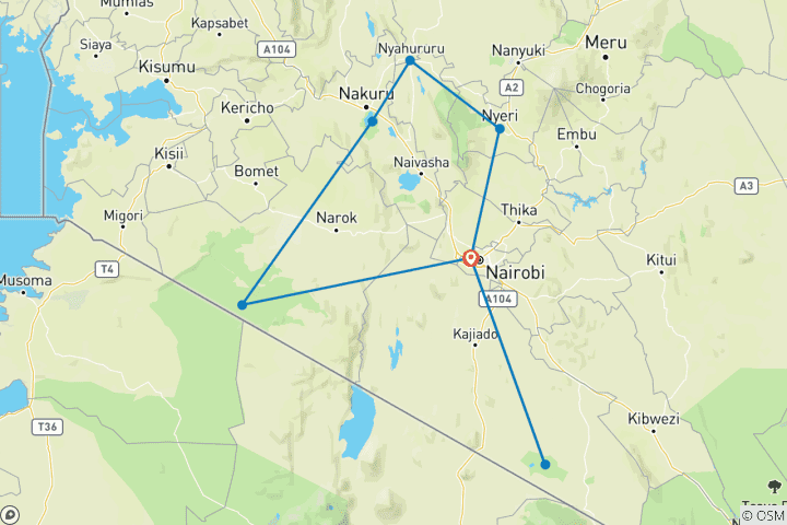 Mapa de De safari por Kenia