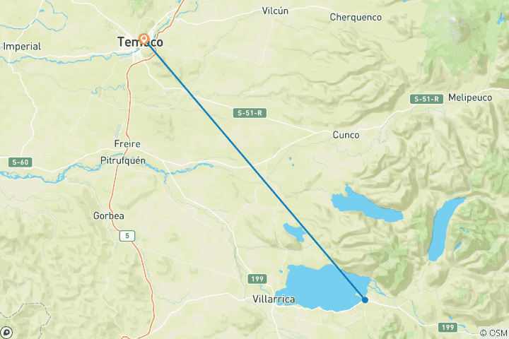 Carte du circuit Aventure dans la région des lacs - 7 jours : Version Pucón