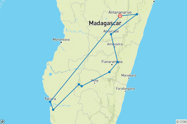 Carte du circuit Les points forts de Madagascar