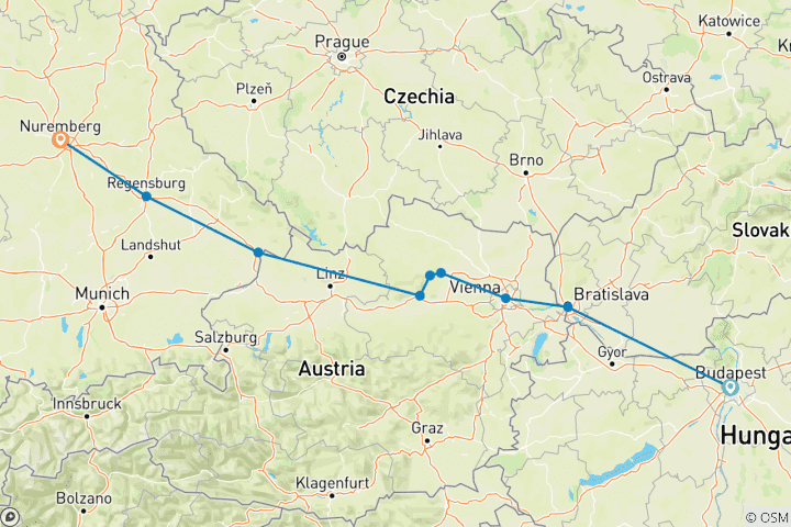 Carte du circuit Saison festive sur le Danube Bleu Découverte 2024