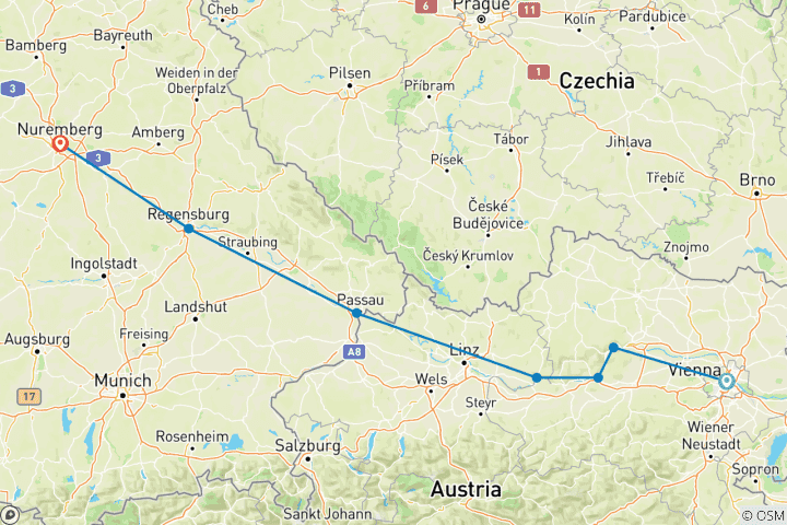 Karte von Weihnachten auf der Donau (nach Westen) 2024