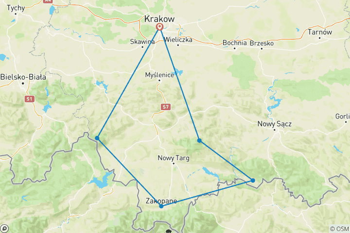 Map of Poland: Carpathian Mountains Guided Hike