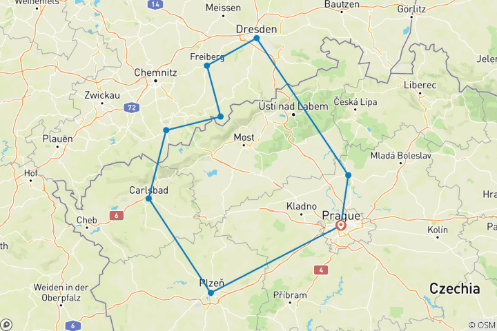 Carte du circuit Marchés de Noël : République tchèque et Allemagne